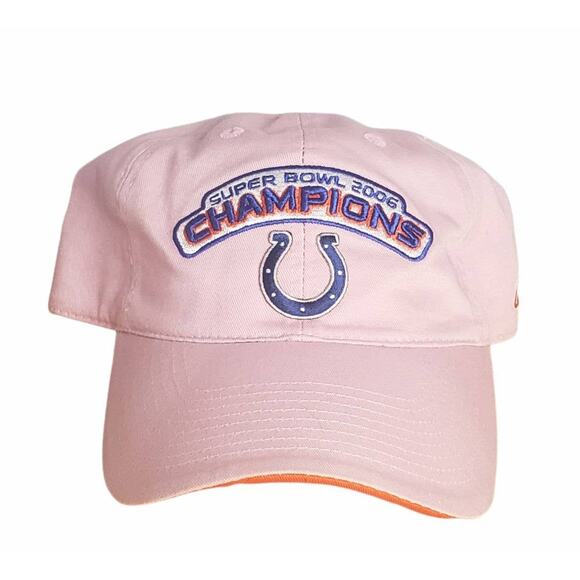 Superbowl 2006 Champions Indianapolis Colts Pink Adjustable Strap Hat - Picture 1 of 6